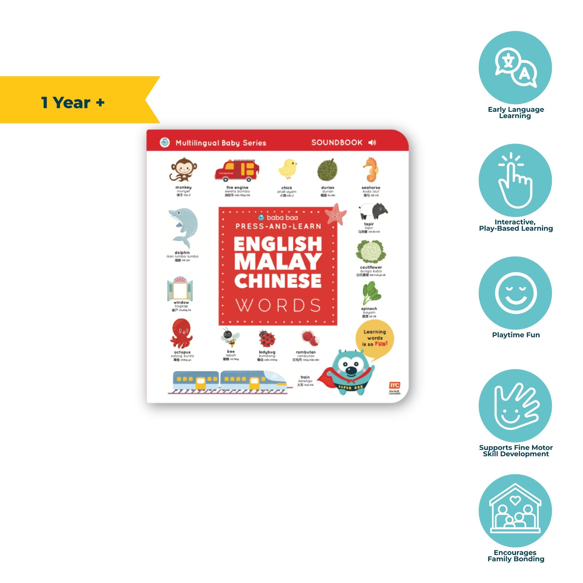 Press and Learn English Malay Chinese Words